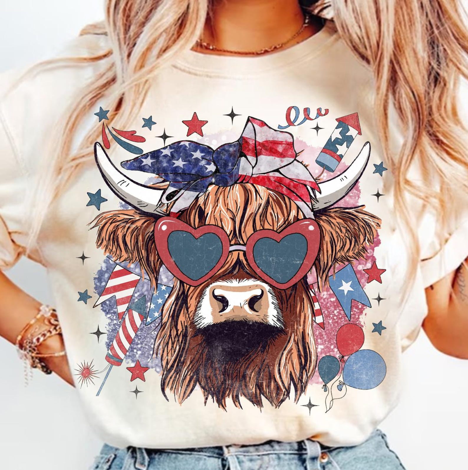 Western America Highland Cow TShirt, America TShirt, 4th Of july TShirt, Western TShirt, American Flag TShirt, Usa TShirt, America TShirt, Freedom
