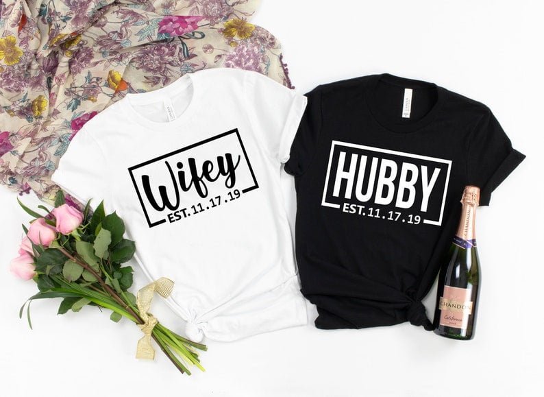 Wifey and Hubby Shirt, Wedding Party Shirt, Honeymoon Shirt,Wedding Shirt,Wife and Hubs Shirts, Just Married Shirts, Matching Couple Shirt
