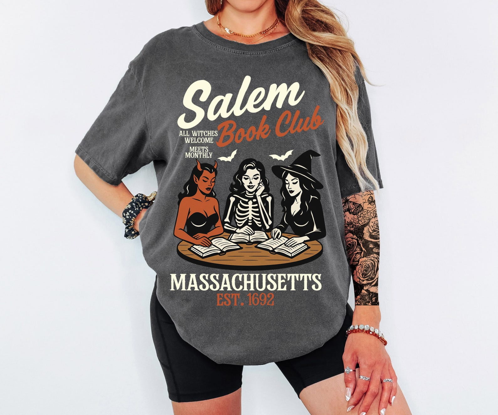 Witchy Book Club Shirt, Spooky Girl Reading Shirt, Book Lover Halloween Shirt, Witches Salem Shirt, Salem, Massachusetts Halloween Shirt, Witch