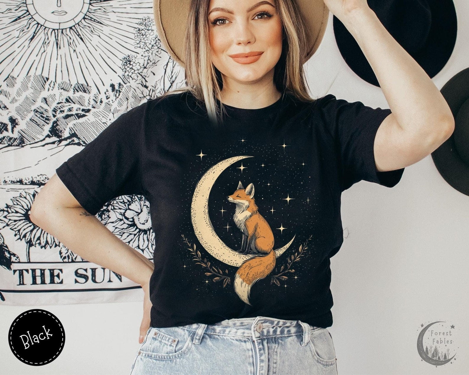 Cosmic Dreamy Fox TShirt, Celestial Dreamer Shirt, Vintage Boho Shirt, Fox Gift for Her, Witchy T-Shirt, Forestcore Tee, Nature Inspired