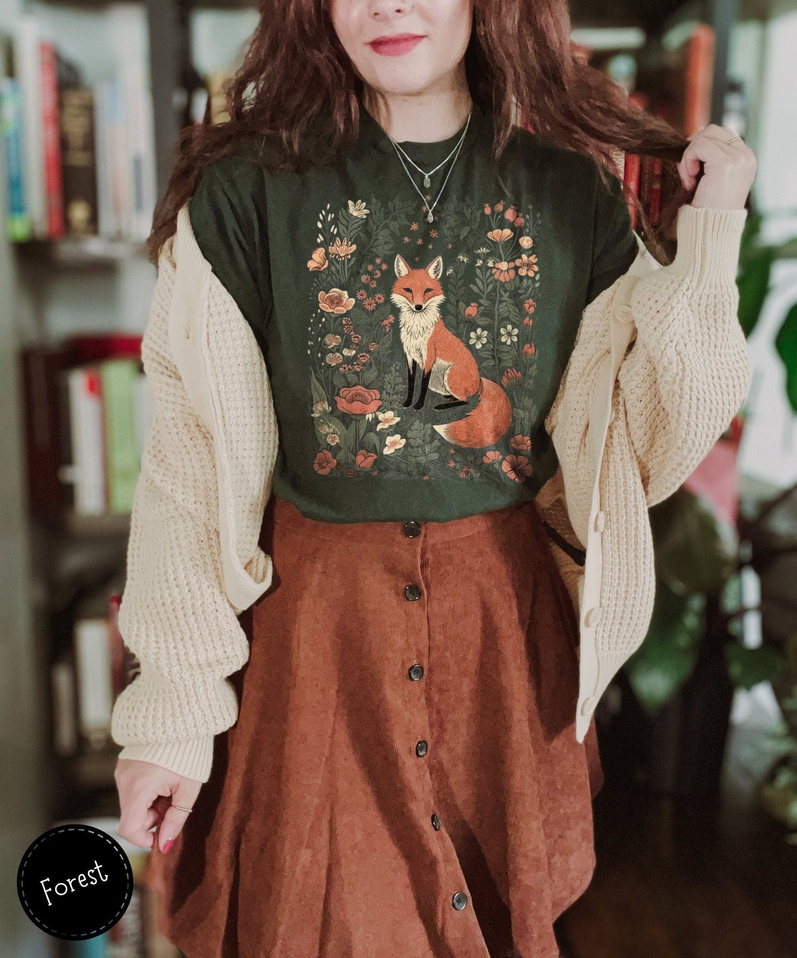 Cute Flower Fox Shirt, Vintage Floral Cottagecore Shirt, Wildflower Meadow, Woodland Lover Gift for Her, Fairycore Tee, Forestcore T-Shirt