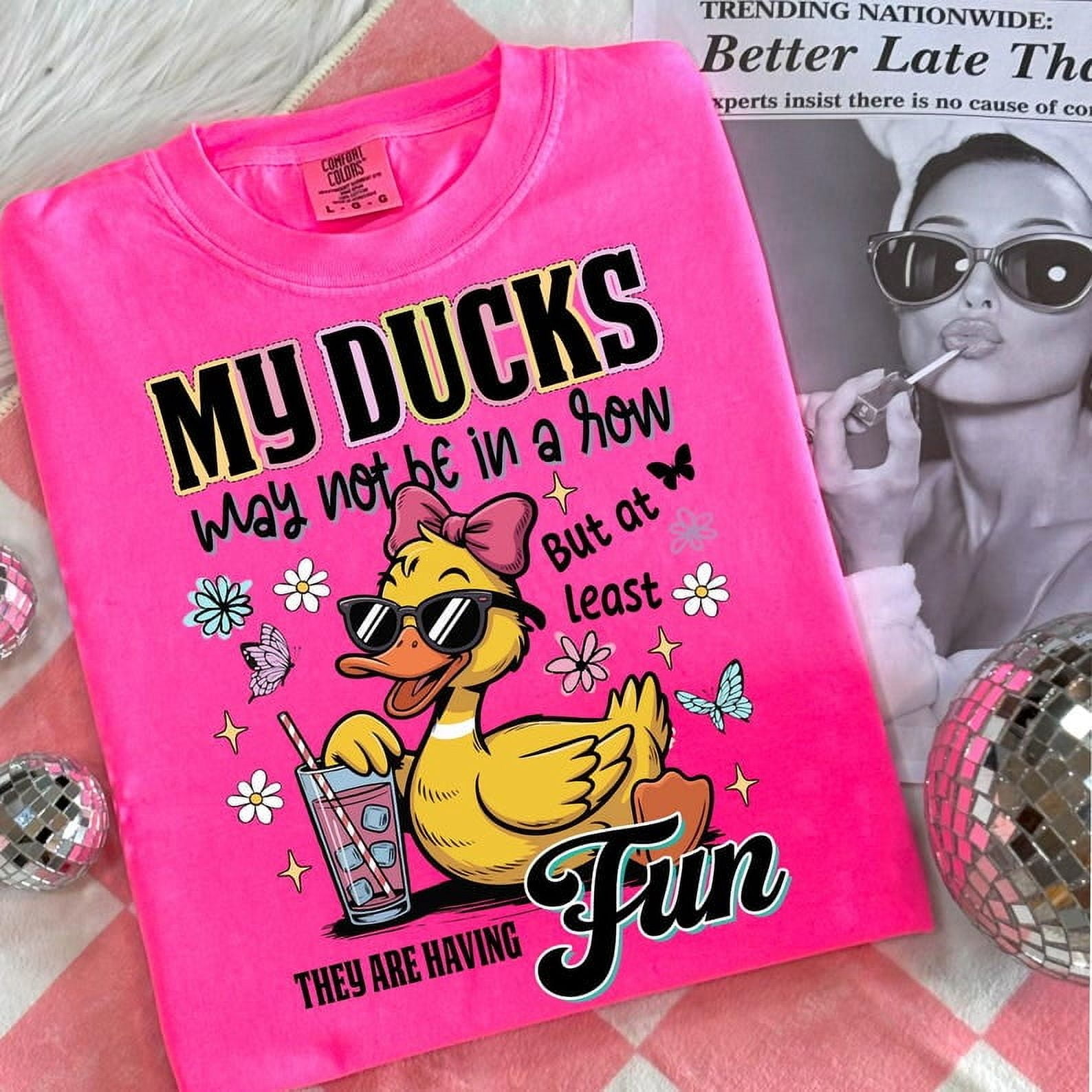 Funny Ducks Not in a Row Sarcastic Shirt, Snarky Funny Health Shirt, Cute Duck Shirt, Funny Animal Sublimation, Trendy Sarcasm Shirt