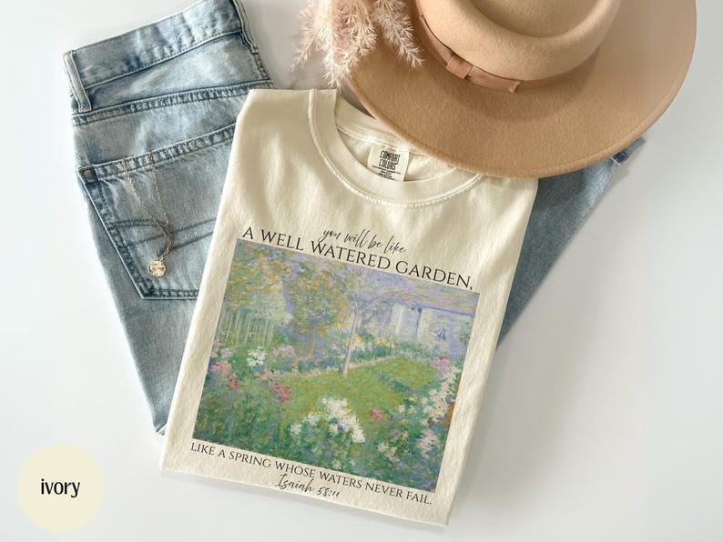 Gardening Bible Verse Christian Tshirt, Vintage Aesthetic Religious Woman Gift, Summer Garden Shirt Women's Faith Apparel , Jesus Tee