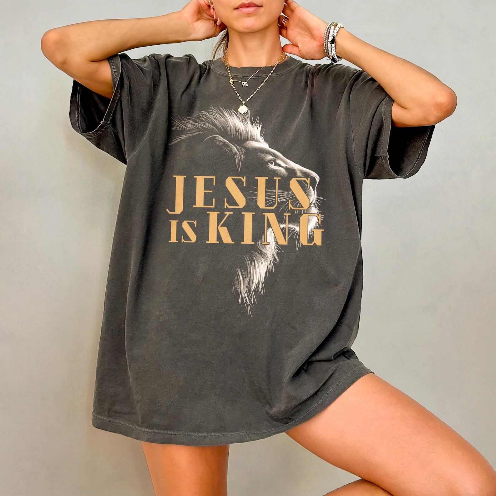 Jesus Is King Shirt, Christianity TShirt, Christian Lion Graphic Tee, Bible Verse T Shirt, Aesthetic Faith Streetwear Gift