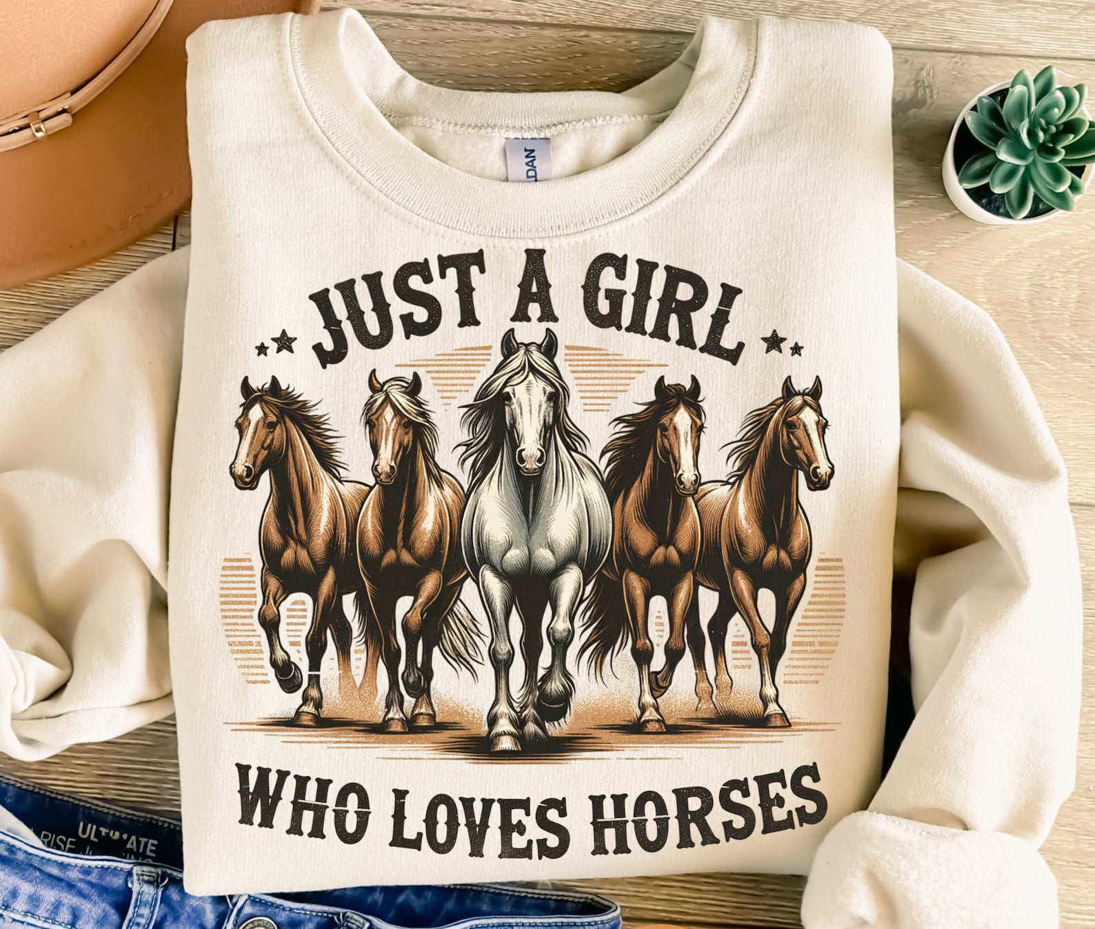Just A Girl Who Loves Horses Tshirt, Horse Tshirt, Retro Png, Western Tshirt