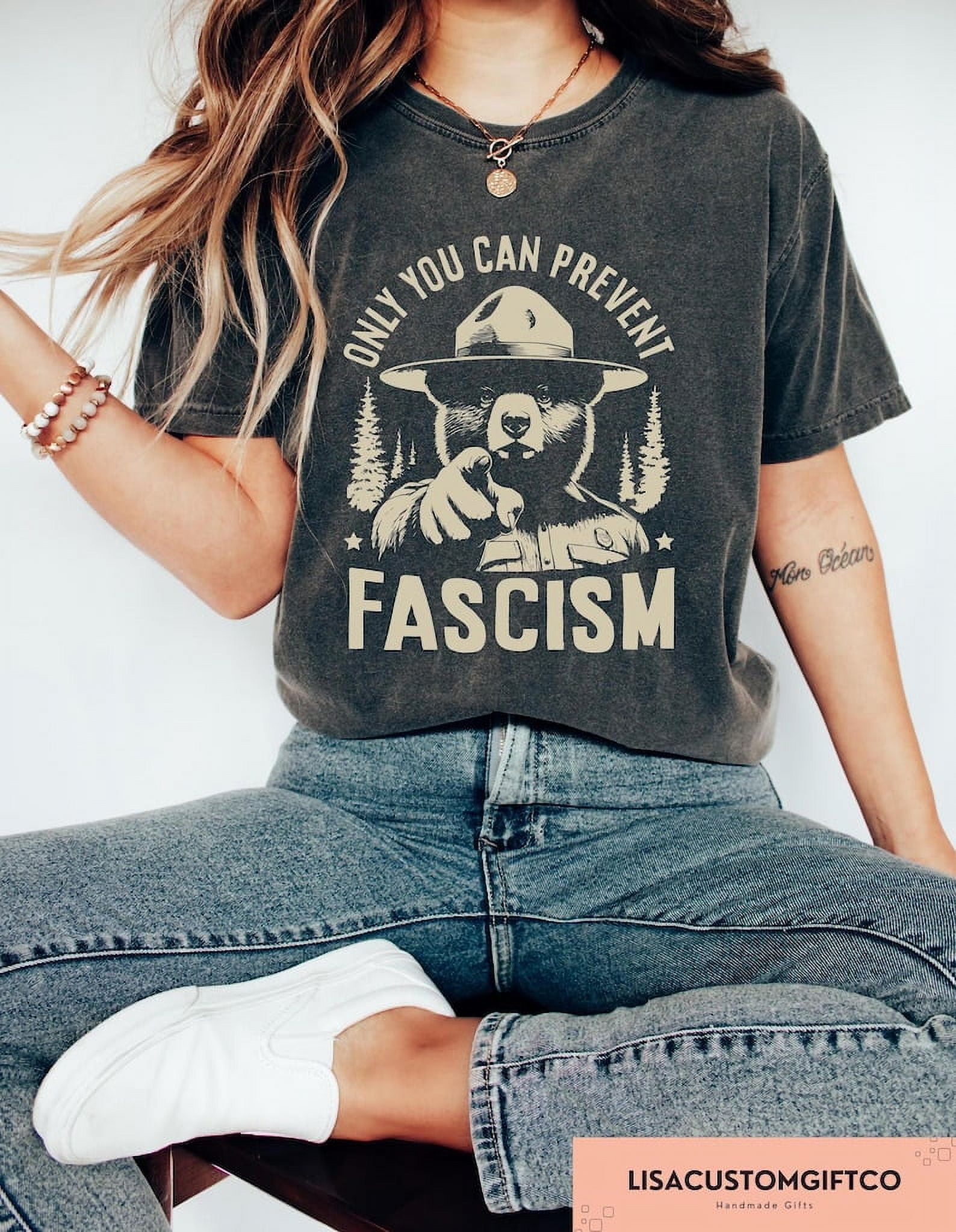 Only You Can Prevent Fascism T-shirt, Resist Woman Shirt, Retro Fascism Shirt, National Park Bear Tee, Progressive Liberal Gift