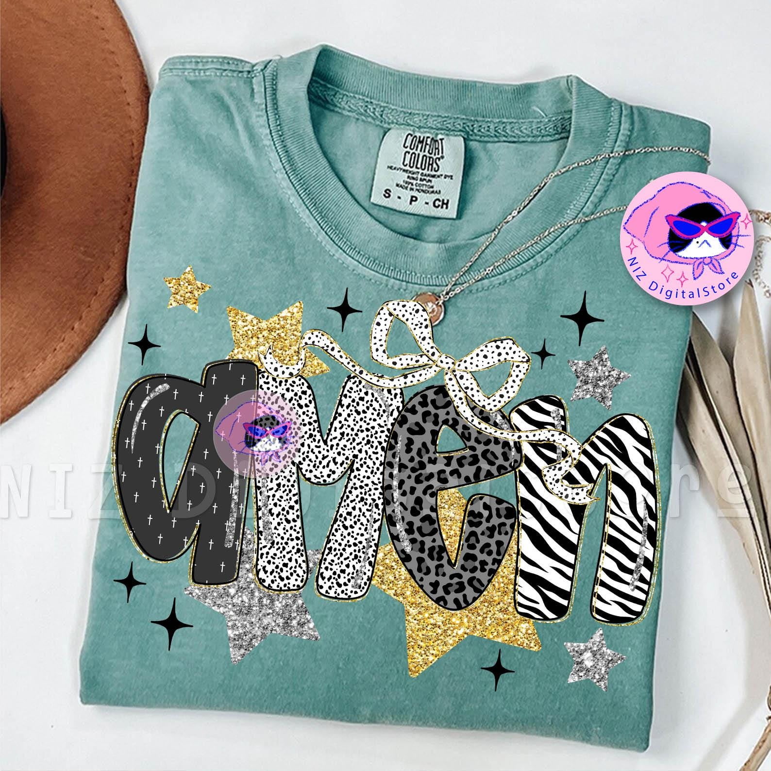 Preppy Amen Leopard Star Tshirt, Coquette Christian Faith Shirt, Bible Quote Tshirt, God Tshirt, Religious Tshirt, Jesus Lover Gift