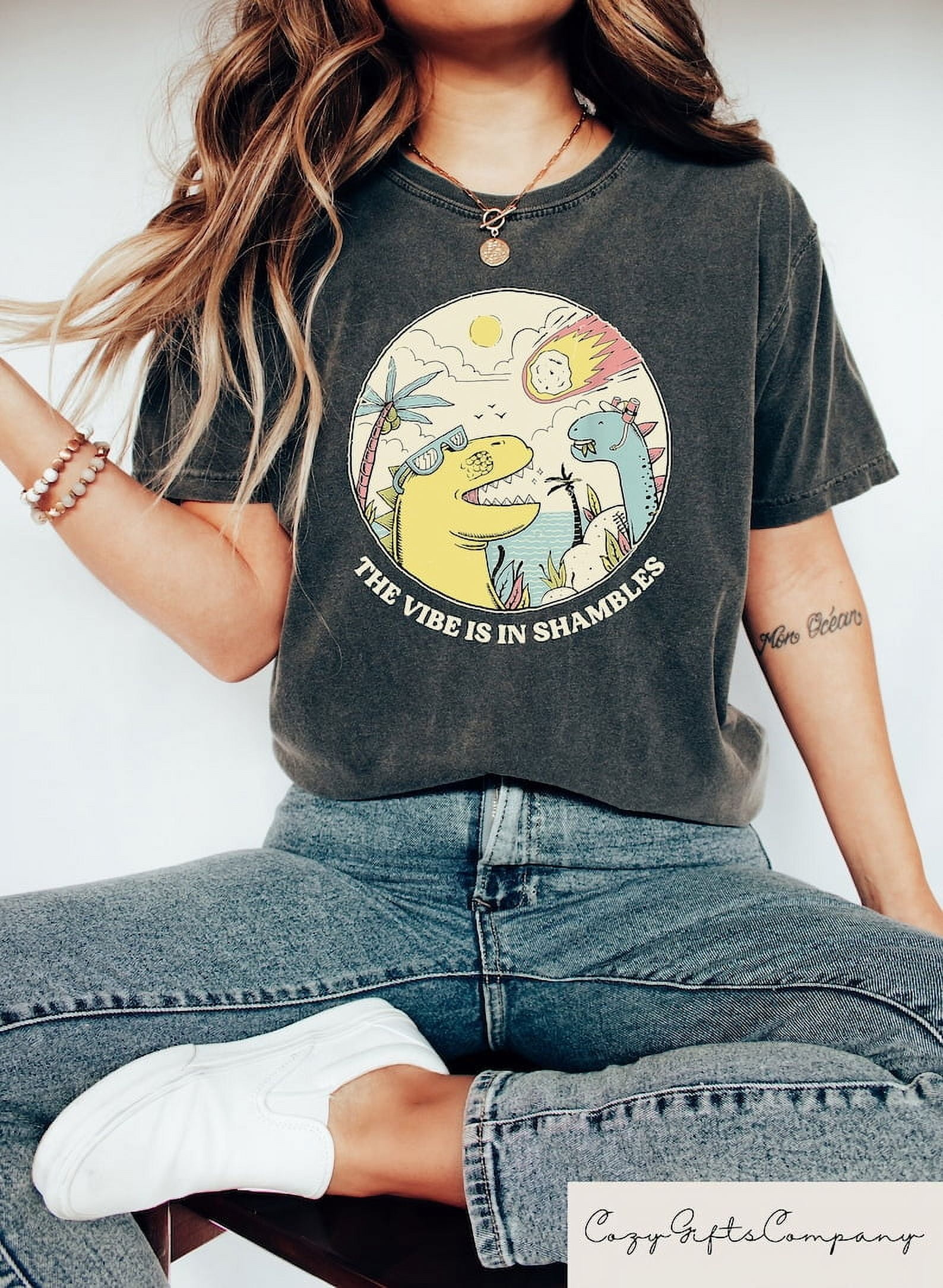 The Vibes Are In Shambles Shirt, Funny Meme T-Shirt, Funny Sarcastic Shirt, Big Bang Dinosaur Shirt,