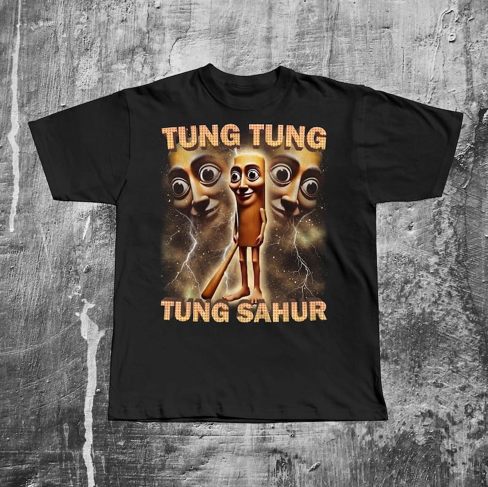 Tung Tung Tung Sahur Funny Baseball Bat Meme T-shirt, Italian Brainrot Shirt, Dank Memes Tshirt, Unhinged Clothes, Weird Tee, Oddly Specific