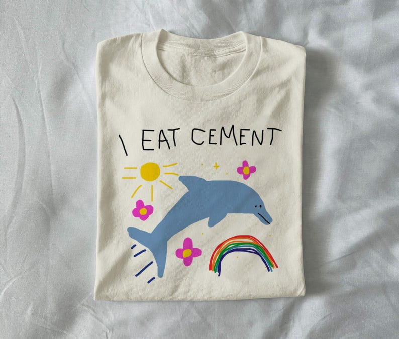 i eat cement - unisex t shirt, funny animal t shirt, meme t shirt, funny drawing t shirt, silly goose, joke t shirt, funny graphic tee